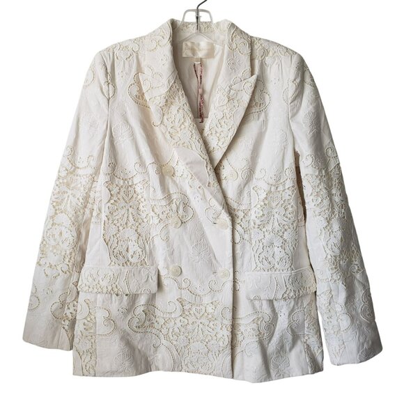 NEW LoveShackFancy Luara Cotton Doiley Lace Blazer Jacket White Bridal Coquette - Picture 3 of 16